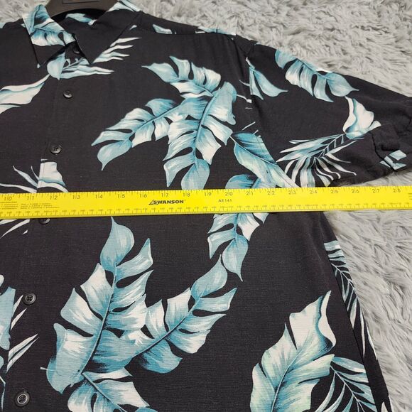Cubavera‎ Hawaiian Shirt Mens Size XL XLarge Rayon Floral Black Blue Rayon Camp - Picture 8 of 12